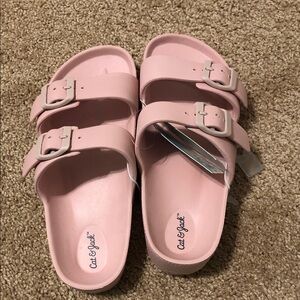 Cat & Jack Pastel Pink Double Buckle Slides
